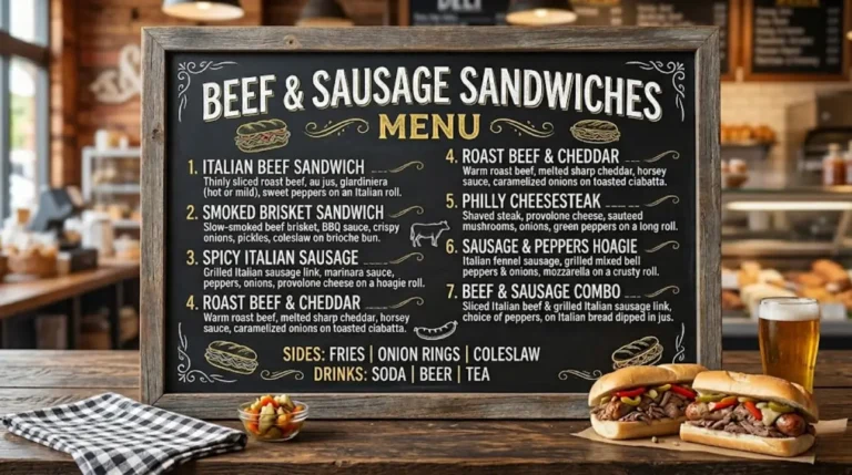 Beef & Sausage Sandwiches Menu